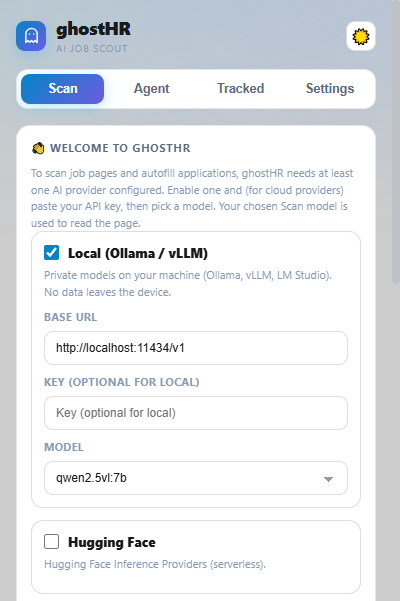 ghostHR browser extension side panel